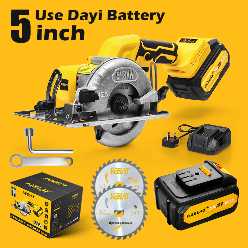 KEELAT Cordless 5" Circular Saw Wood Stone Tiles Marble 5/7 Inches