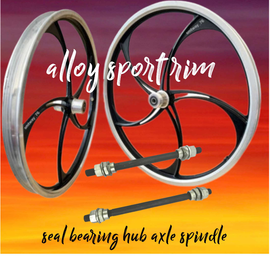 basikal bicycle Aluminum sport rim axle front and rear (seal bearing ...