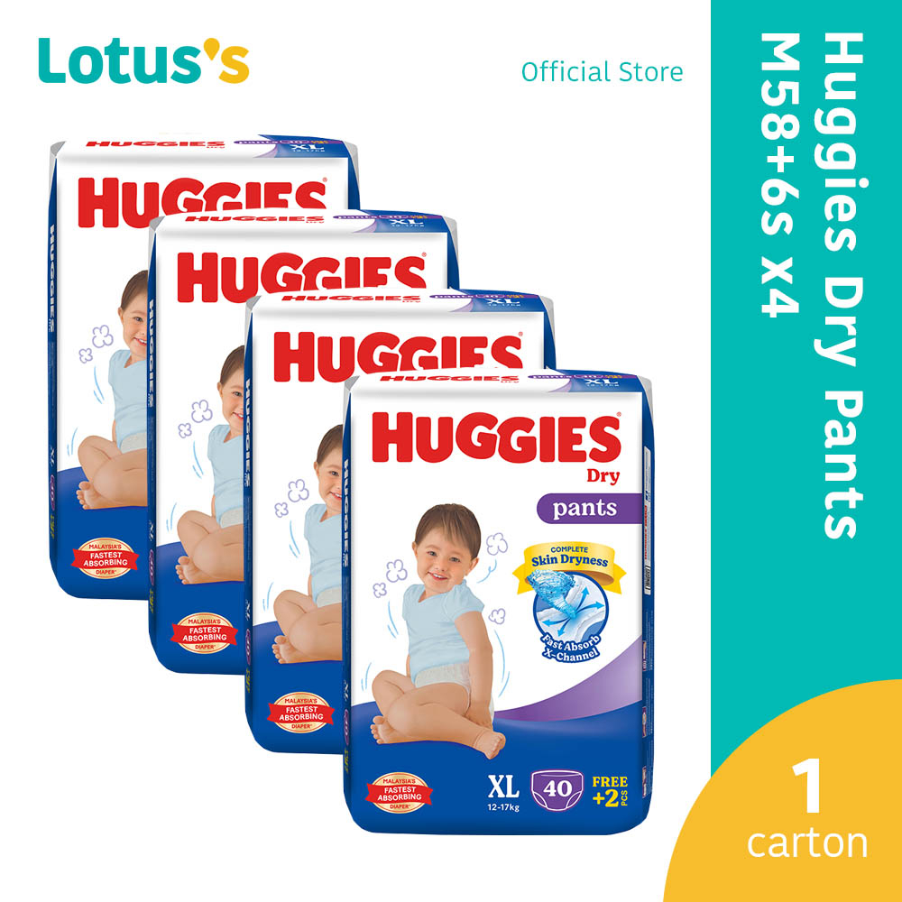 Huggies Dry Pants Diapers XL40 + 2s x 4 Super Jumbo Pack Shopee Malaysia