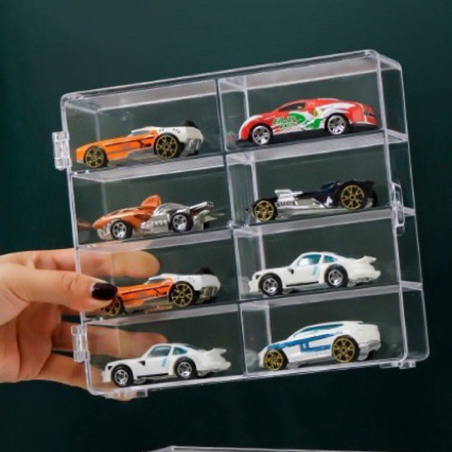 1:64 Hotwheels 8 slot transparent with cover table display toys