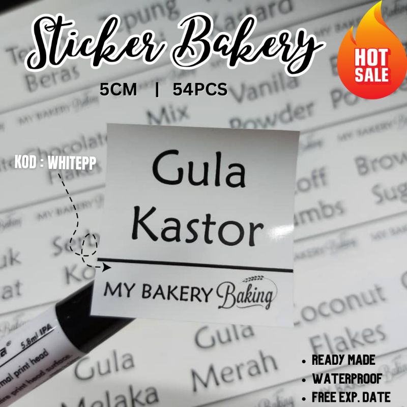54pcs Sticker Bakery / Label Baking Waterproof ReadyMade 5cm (FREE ...