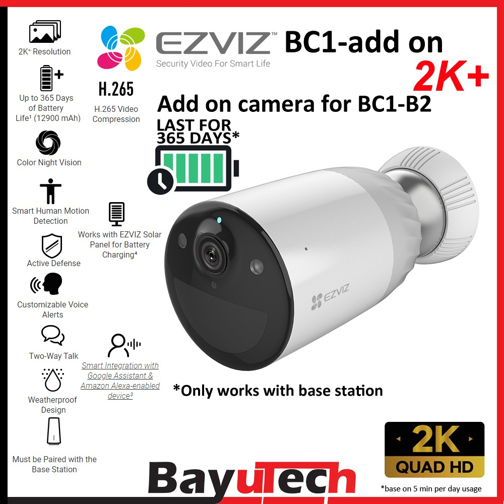 EZVIZ BC1 B1/B2/B3/B4 2K+ 4MP Wireless WIFI Battery-Powered Camera Kit ...