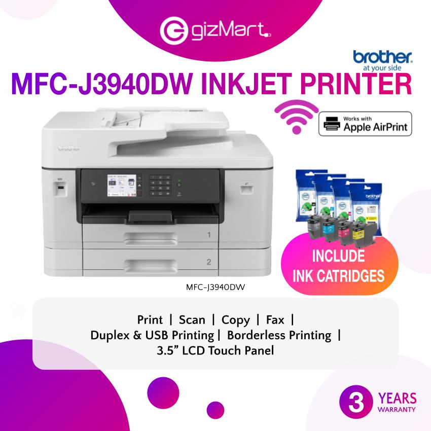 Brother MFCJ3940DW A3 Wireless Colour Inkjet Printer 35ppm 3.5