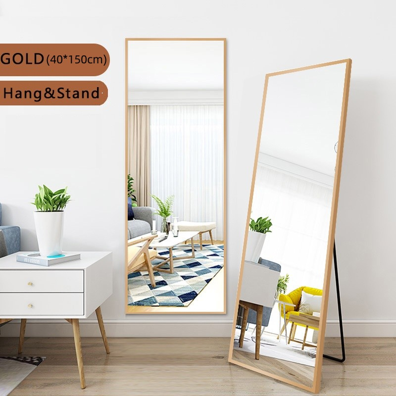 Cermin panjang Standing Long Mirror Home decor Stand Full-length mirror ...