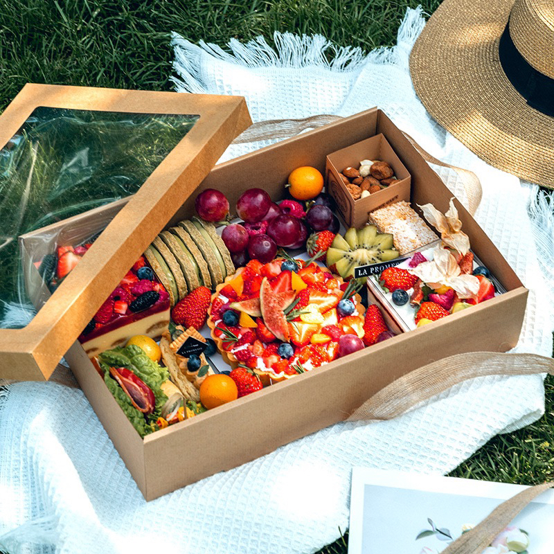 READY STOCK Thick Paper Craft Foodbox/ Cake box/Sushi Box With ...