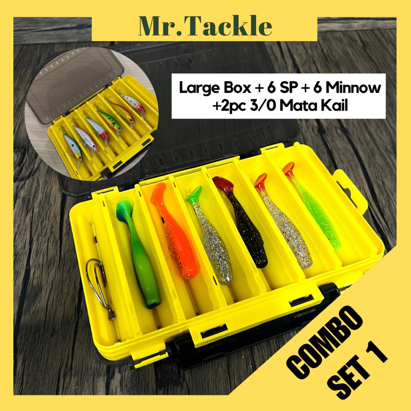 【MR.T】 Combo Set 1 Large Tackle Box Zaman SP Minnow Gewang Umpan ...