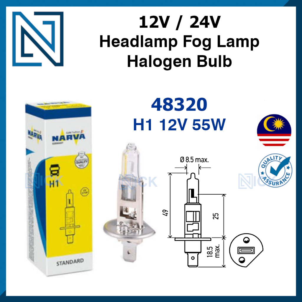Original NARVA Germany H1 H3 12V 55W 100W / 24V 70W 100W Halogen ...