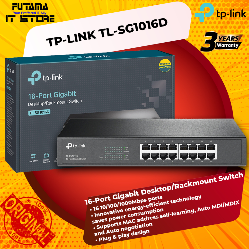 TP LINK TL SG1016D 16 Port Gigabit Desktop Rackmount Switch Unmanaged