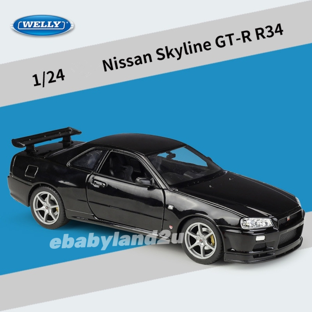 Welly 1:24 Die Cast Nissan Skyline GTR R34 Alloy Diecast Car Model ...