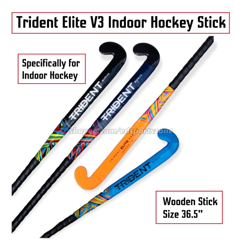 Trident Elite V3 Indoor Hockey Stick Wooden Kayu Hoki Indoor Hoki Dalam ...