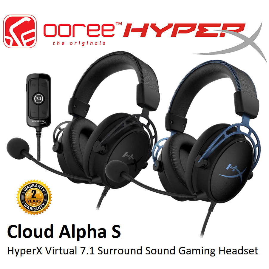 HYPER X HYPERX CLOUD ALPHA S 7.1 SURROUND SOUND GAMING HEADSET HEADPHONE WITH MIC BLUE 4P5L3AA BLACK 4P5L2AA