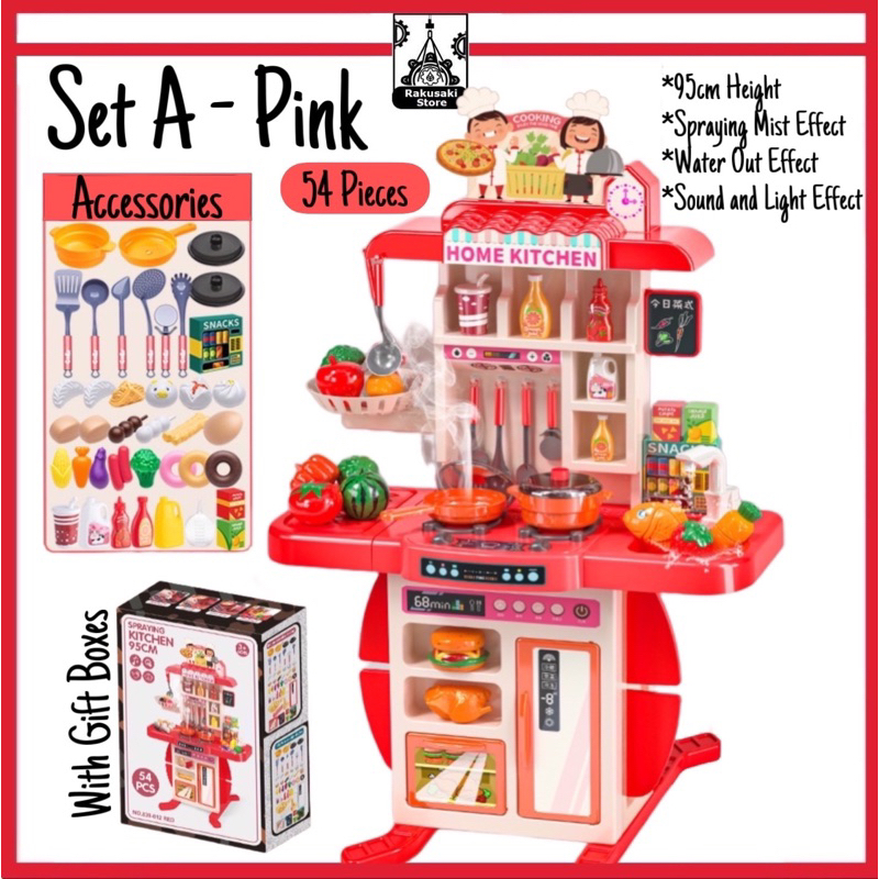 Ready Stock Kids Kitchen Pretend Play set with spraying mist effect