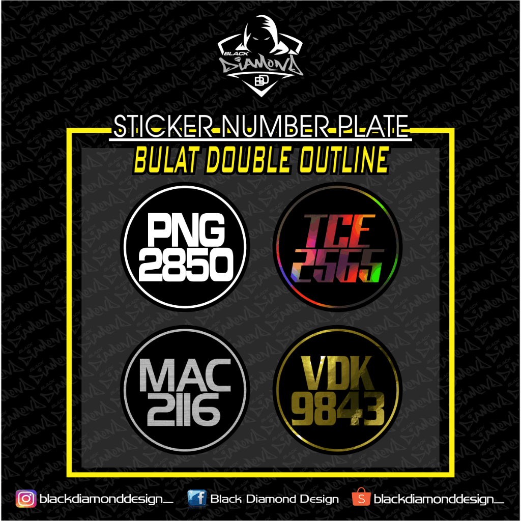 STICKER NUMBER PLATE BULAT DOUBLE OUTLINE | Shopee Malaysia