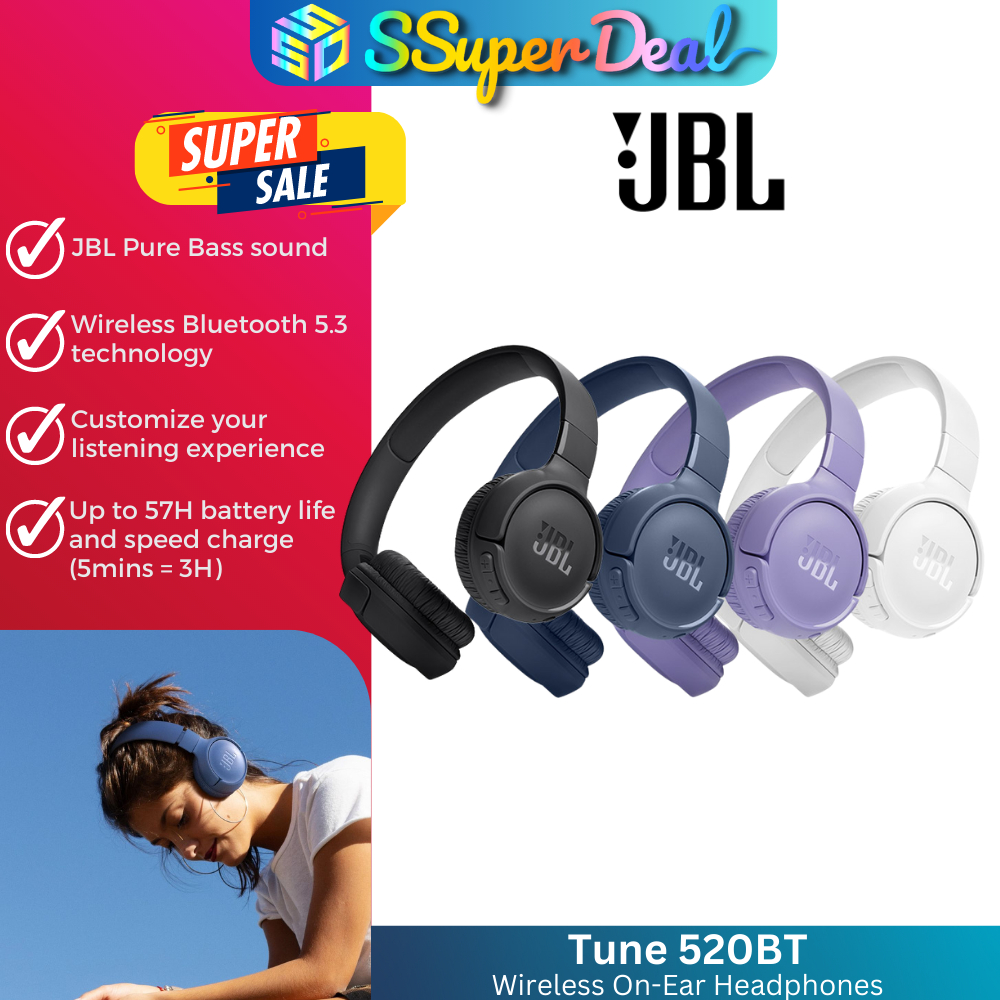 Audifonos Bluetooth JBL 5.3 Pure Bass Sound Tune 520BT Negro JBL