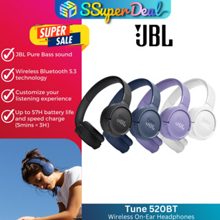JBL Tune 520BT Wireless On-Ear Headphones, with JBL Pure Bass Sound,  Bluetooth 5.3 and Hands-Free Calls, 57-Hour Battery Life, in Black