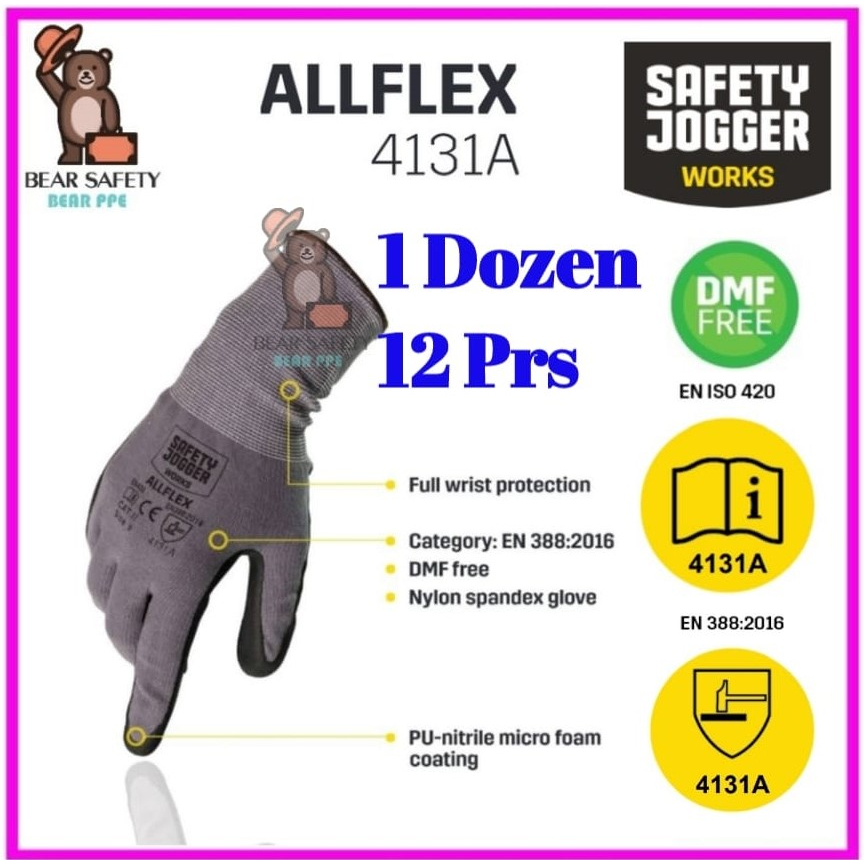 Safety Jogger Safety Gloves /Sarung Tangan ALLFLEX (DOZEN) Shopee