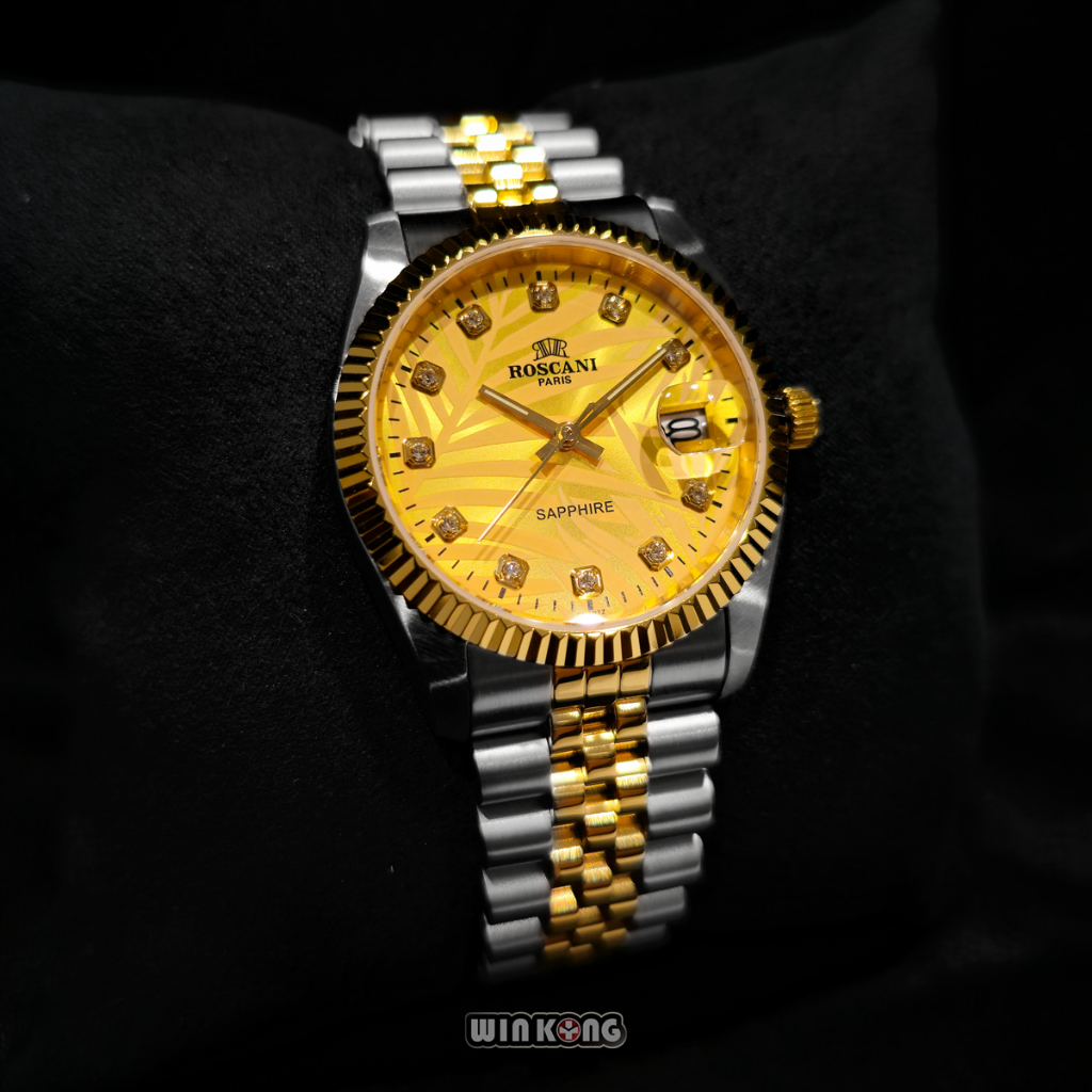 ROSCANI PARIS MAN WATCH 497 MIX (23K GOLD PLATED)(1 Years International ...