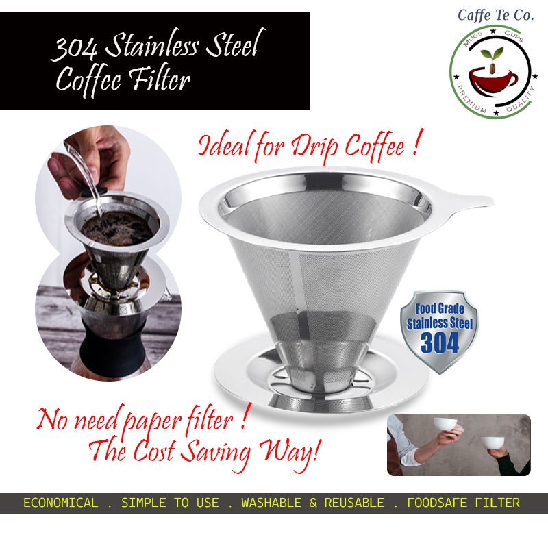 CaffeTeCo – 304 Stainless Steel Coffee Filter Dripper / Paper Free ...