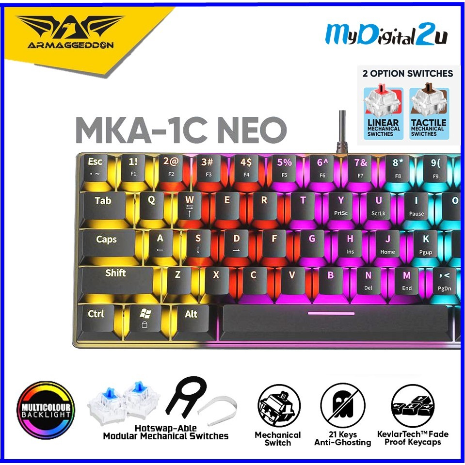 Armaggeddon MKA 1C Neo LED Backlight Mechanical Gaming Keyboard / 61 ...