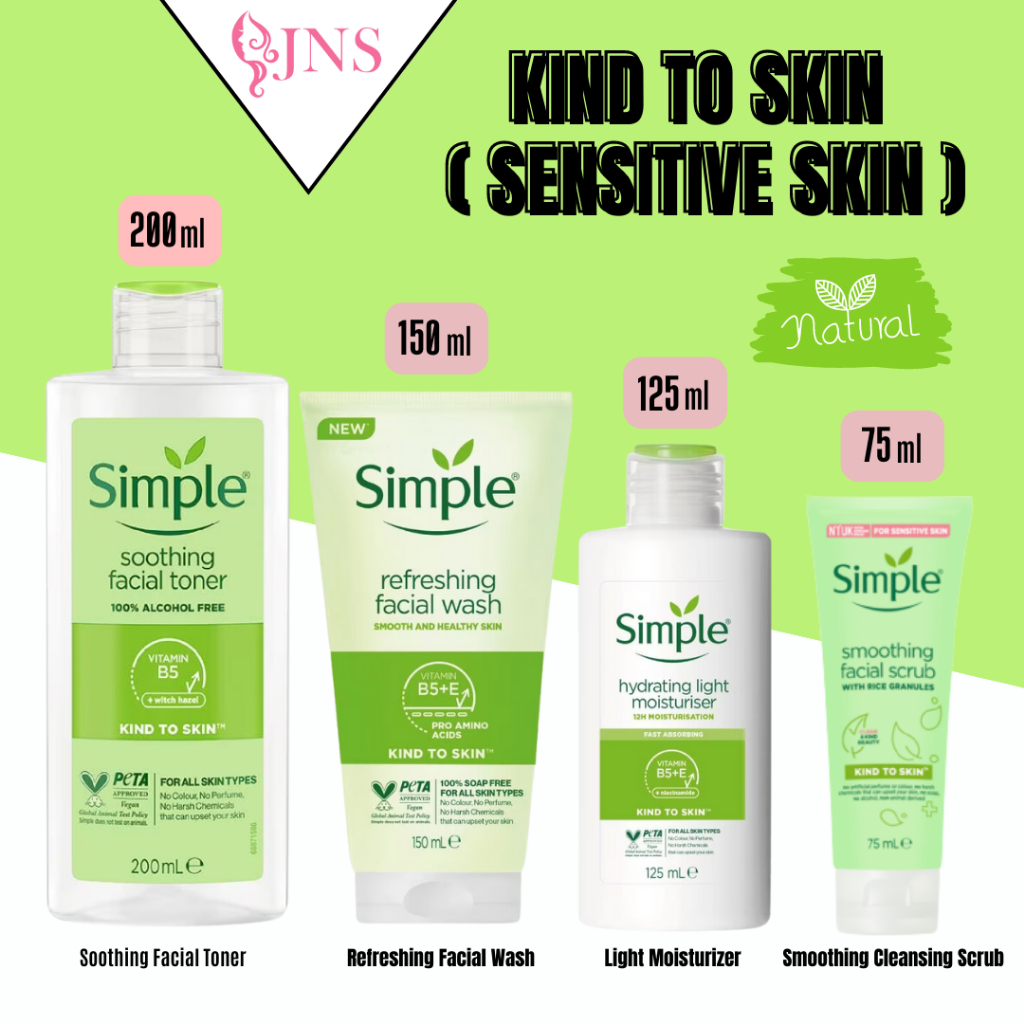 Simple Kind to Skin Refreshing Facial Wash, Soothing Toner, Moisturizer