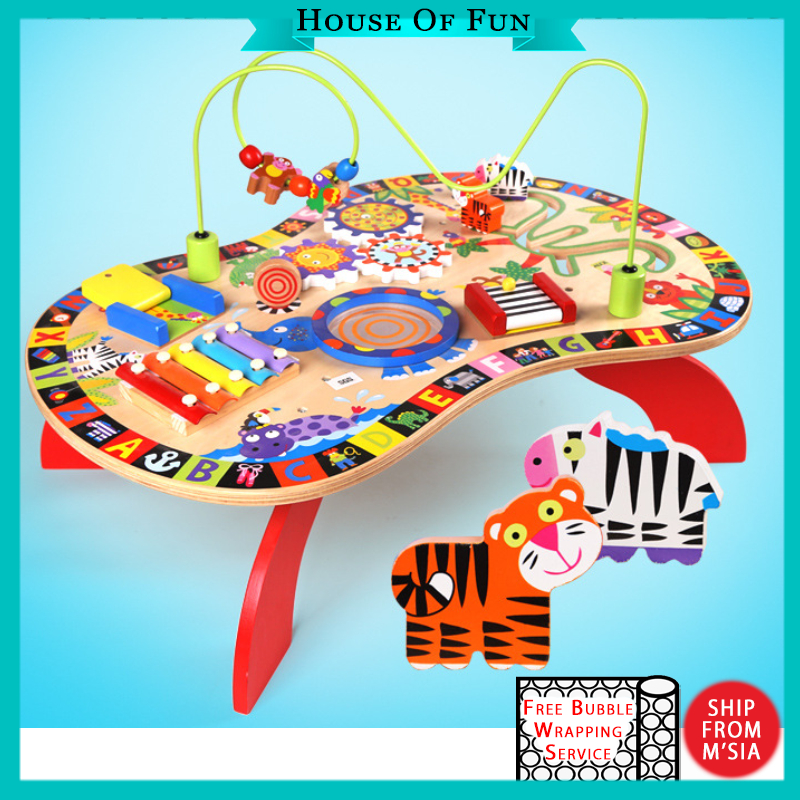 Wooden Doll House And Super Big Size Sound And Play Busy Table Knocking Wooden Piano Drum Early 2452