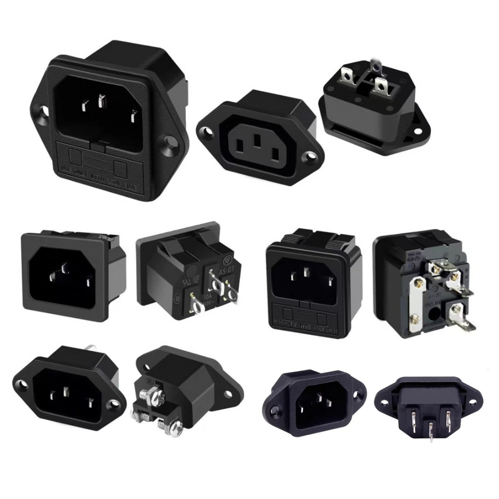 Computer Male Power Cord Socket AC 250V 10A 15A IEC 320 C14 Panel Mount