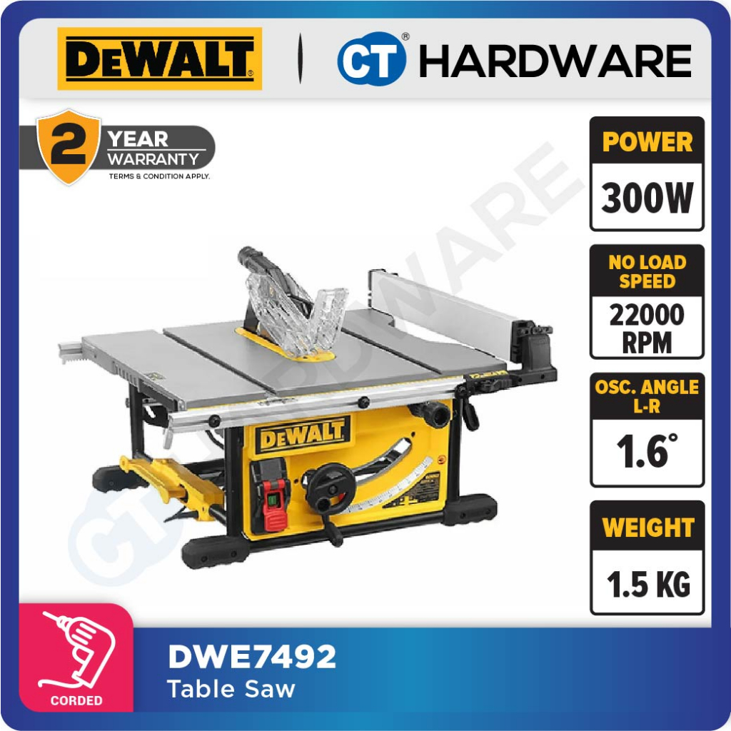 Dewalt Dwe7492 Table Saw 10 250mm 2000w 4800rpm 254mm 265kg Shopee Malaysia 7281