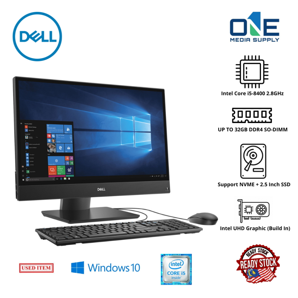 Dell OptiPlex 5260 1920 X 1080 All-in-One Desktop Computer With Intel Core I5-8500 3 GHz Hexa-Core, 8GB RAM, 256GB SSD, 21.5" (503W7