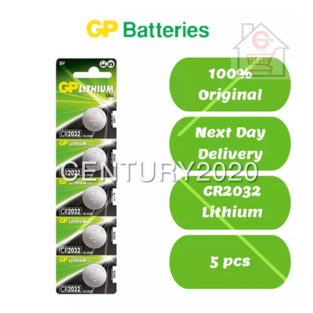 GP CR2032 3V Lithium Battery Quality Coin Cell Watch Electronic 5pcs ...