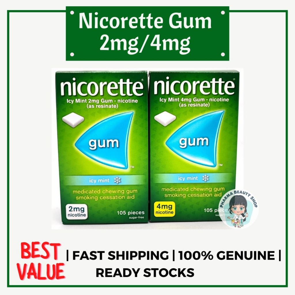 Nicorette Quit Smoking Gum 2mg 15s/ 4mg 15s/ 2mg 105s (BOX) Shopee