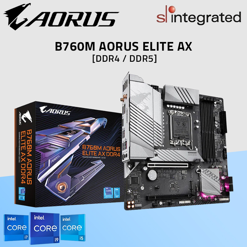 Gigabyte B760M AORUS ELITE AX [D4/D5] M-ATX Gaming Motherboard + Intel ...