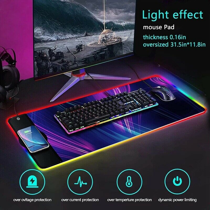 T-WOLF RGB LED RGB MOUSE PAD. Lighting Gaming Mouse Pad Large Size ...