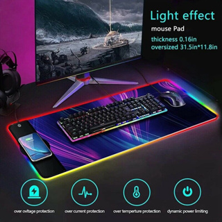 RGB Gaming Mouse Pad, LED Soft Extra Extended Large Office Mouse Pad, Anti-Slip Rubber Base, Computer Keyboard Mouse Mat (31.5 x 12 inch) Sakura