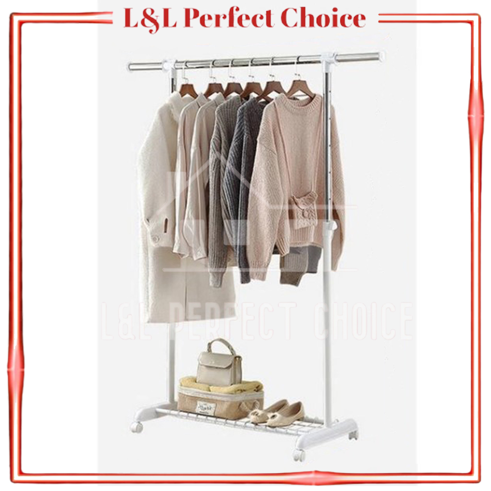 Stainless Steel Single Garment Rack with Storage Shelf / Home Living ...