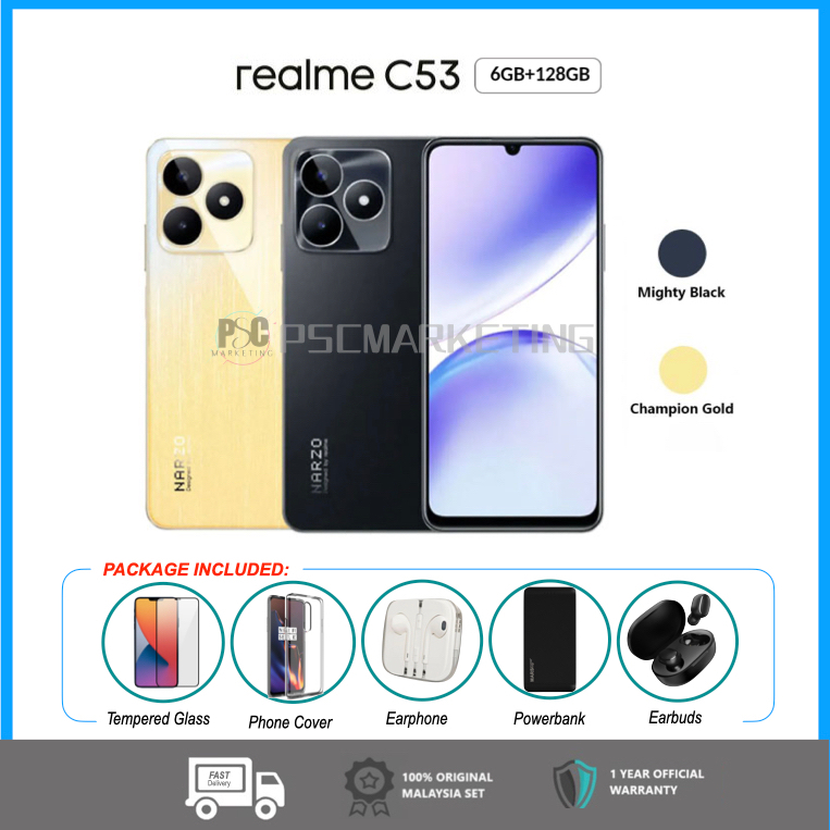 Realme C53 (Champion Gold, 6GB RAM, 128GB Storage) 