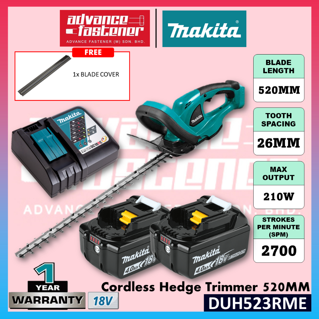 Makita Duh523rme Duh523rfe Duh523z 18v Cordless Hedge Trimmer 520mm 20 12 Shopee Malaysia 0573