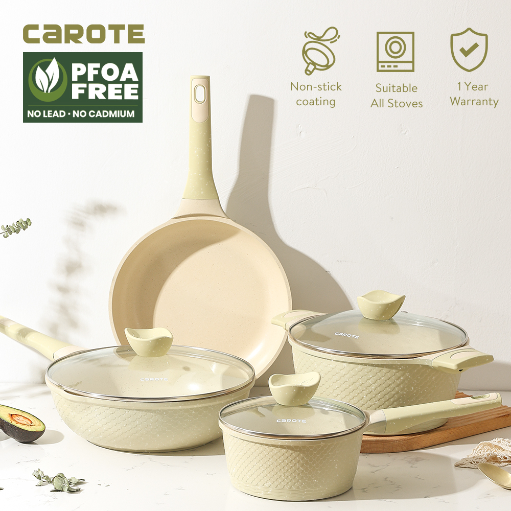 Carote 7pcs Cast Aluminum Nonstick Cooking Pots And Pans