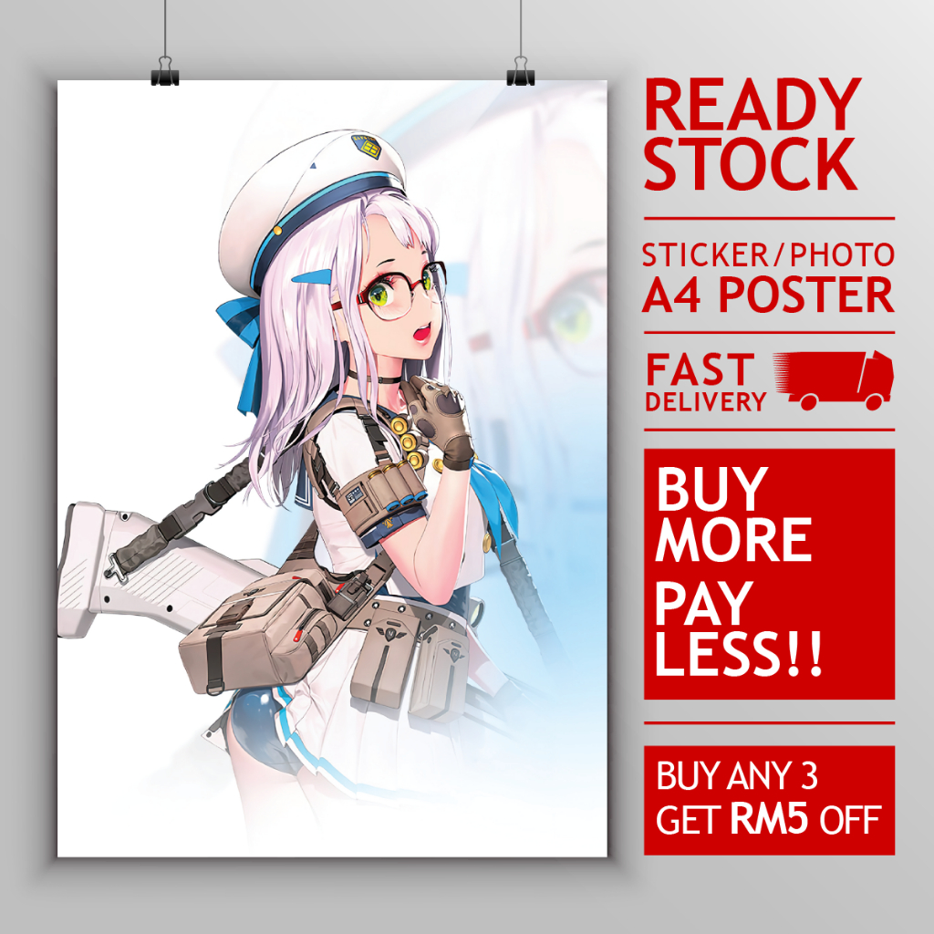 (READY STOCK) GODDESS OF VICTORY: NIKKE A4 Photo Poster/Sticker | Neon ...