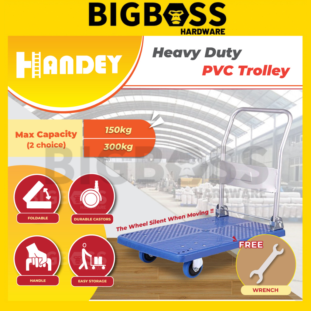 150kg & 300kg Iron Bull PVC Trolley Foldable Trolley Hand Truck Kereta ...