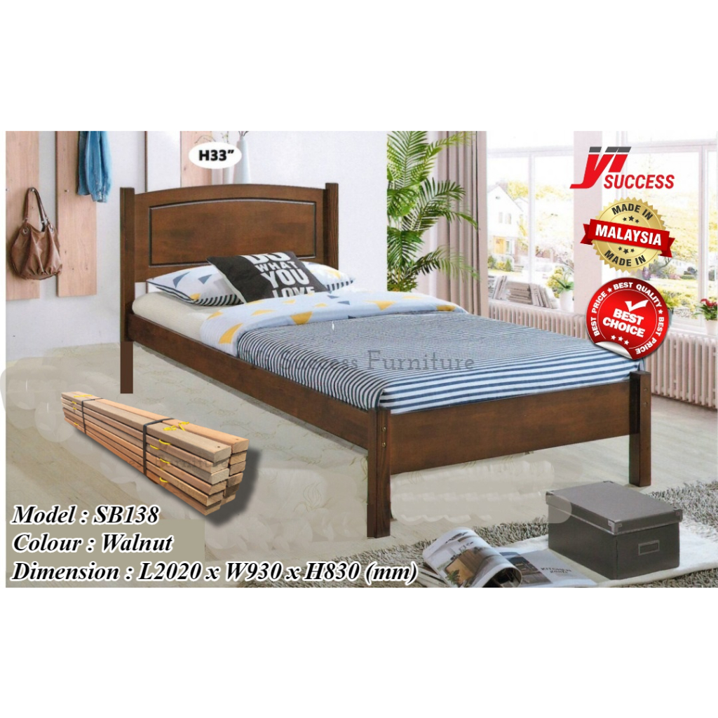 Yi Success Muji Full Solid Wooden Single Bed Frame / Modern Style ...