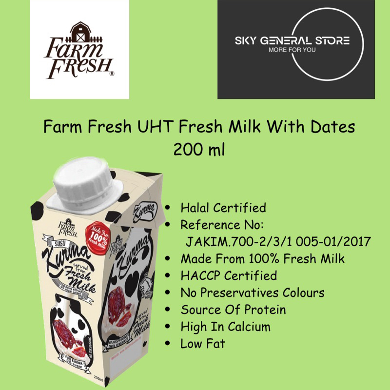 Farm Fresh Uht Fresh Milk With Dates Susu Segar Kurma 24 X 200 Ml Shopee Malaysia