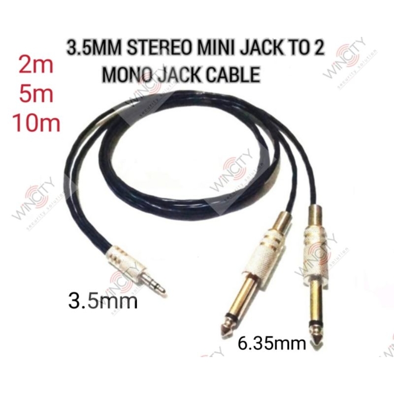 5m 6.35mm to 3.5mm Jack Small Big Audio Aux Cable Stereo 6.3mm 1/4 Inch  Lead