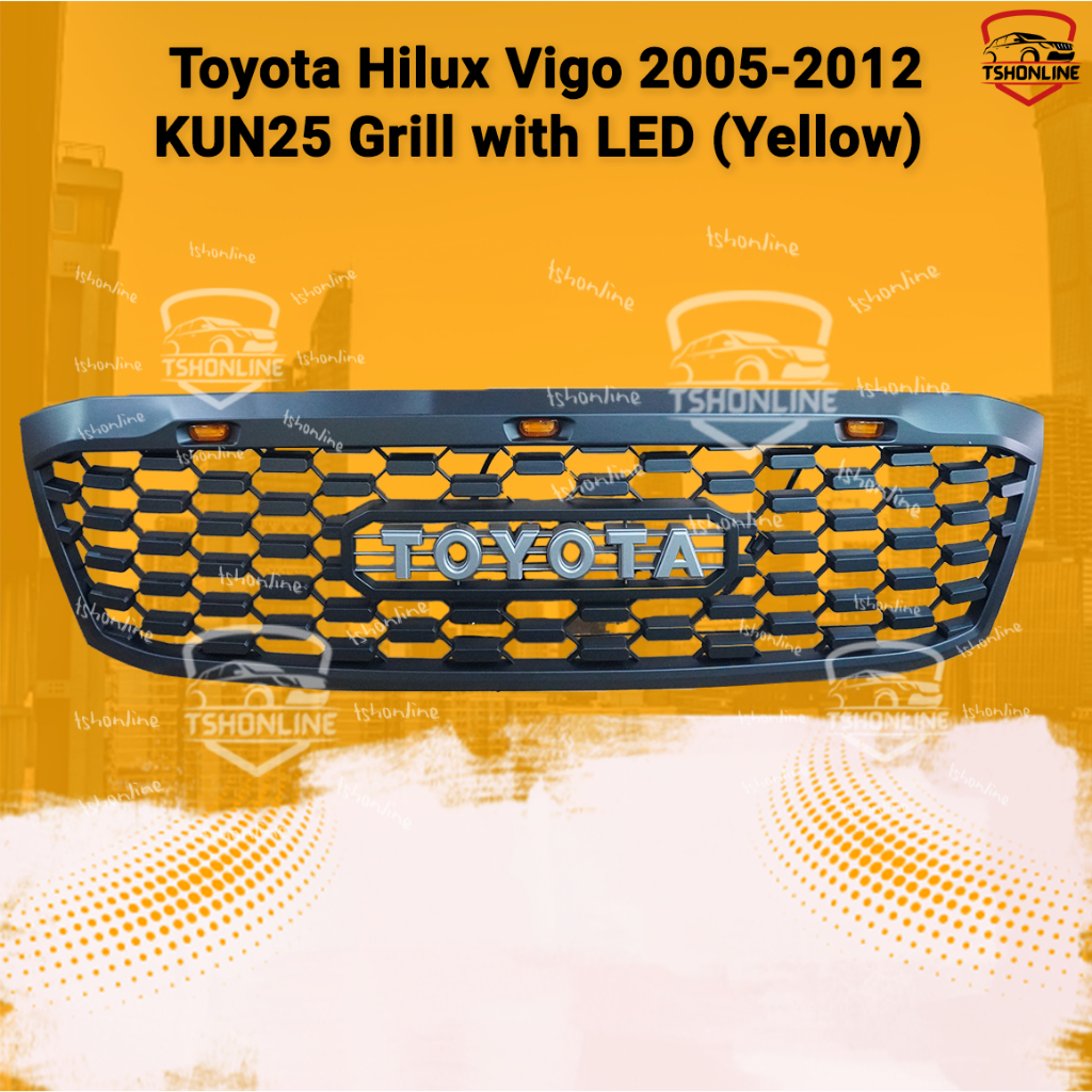 Toyota Hilux Vigo Front Grill with Yellow LED Light 20052011 KUN25 LED