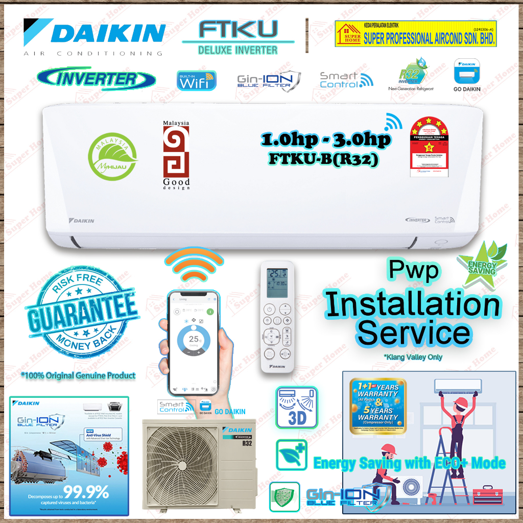 Program NUR Seda Daikin Deluxe Inverter Air Conditioner 1.0hp - 3.0hp ...