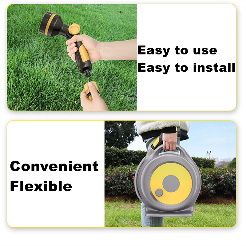20m Hose Reel Set Water Pipe Roller Bracket Premium Stackable Garden ...