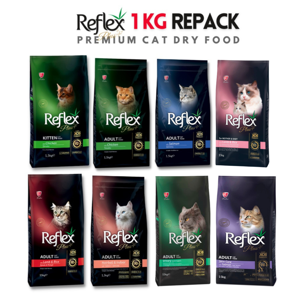 Reflex Plus Repack 1kg (Mother & Baby, Kitten, Chicken, Salmon, Lamb ...
