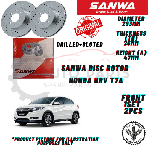 HONDA HRV T7A (FRONT) DISC ROTOR -BRAND 100% ORIGINA SANWA DRILLED ...
