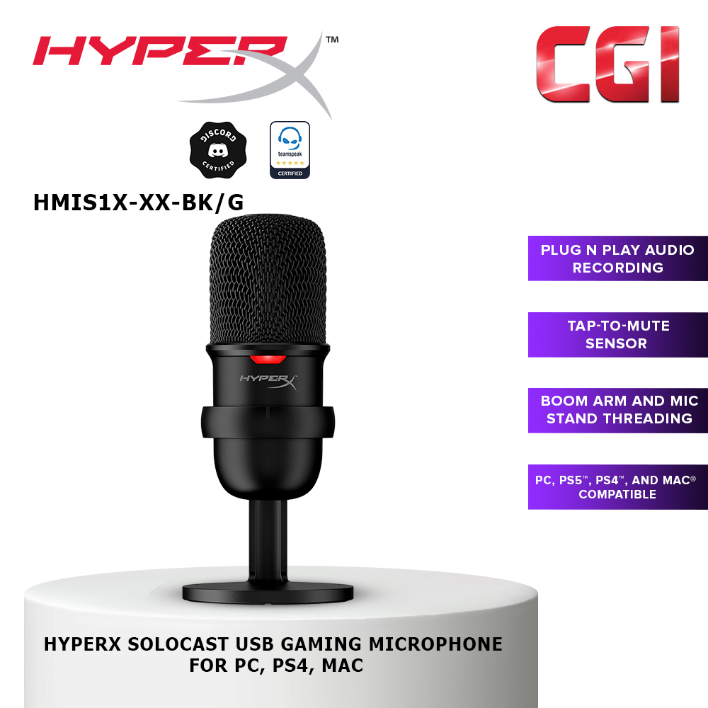 HyperX SoloCast Wired Cardioid USB Condenser Gaming Microphone - Black