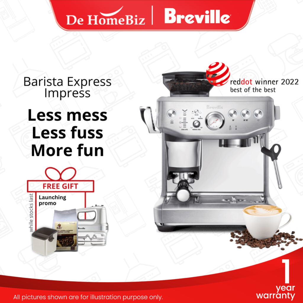 BREVILLE BES876 Barista Express Impress Espresso Coffee Machine with