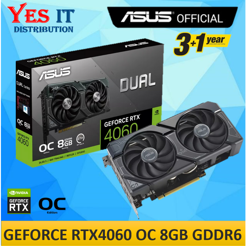 ASUS Dual GeForce RTX™ 4060 OC Edition 8GB GDDR6 Graphics Card (DUAL-RTX4060-O8G)